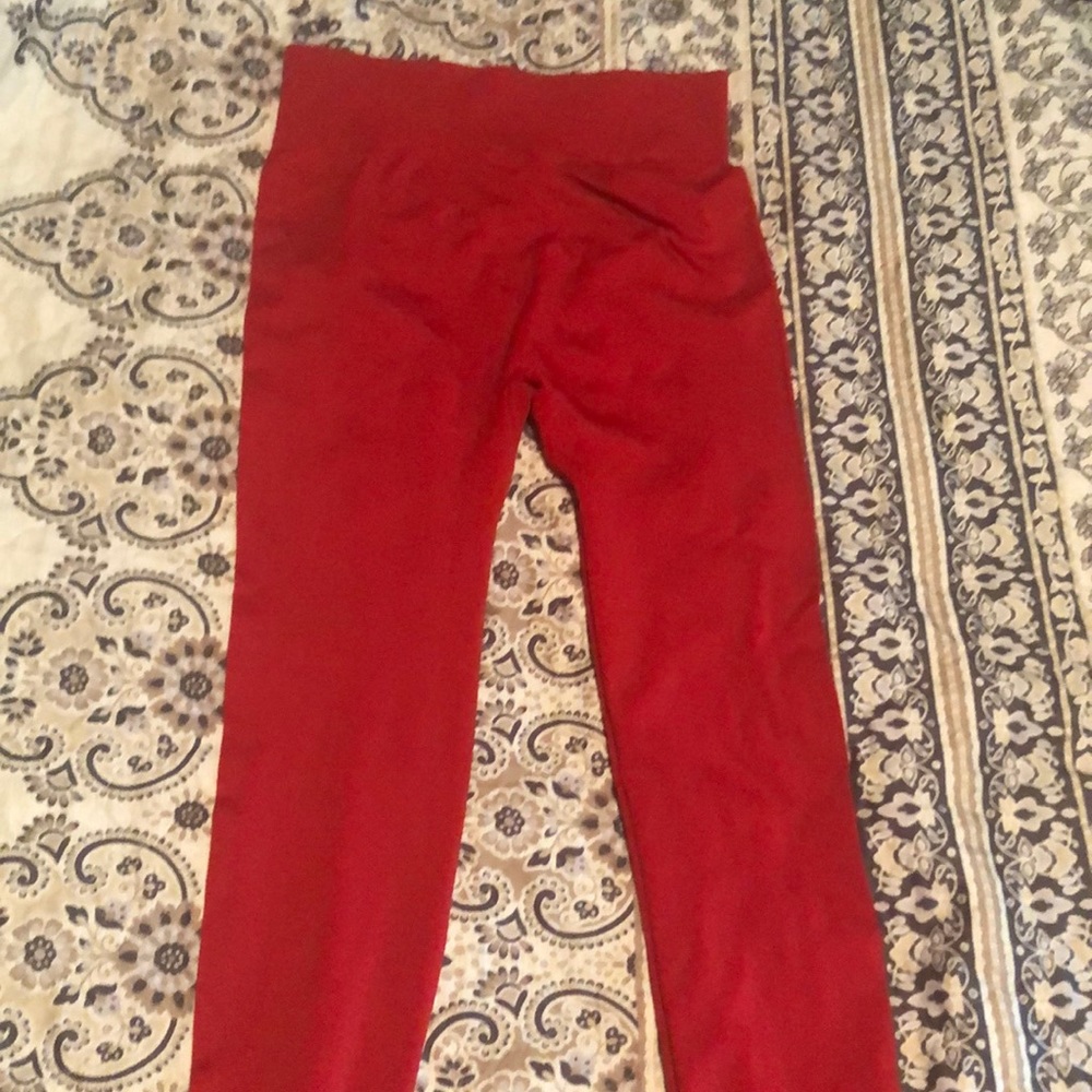 Red unlined leggings